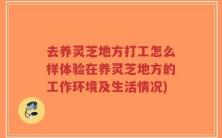 去养灵芝地方打工怎么样体验在养灵芝地方的工作环境及生活情况)
