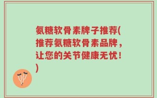 氨糖软骨素牌子推荐(推荐氨糖软骨素品牌，让您的关节健康无忧！)