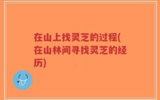 在山上找灵芝的过程(在山林间寻找灵芝的经历)