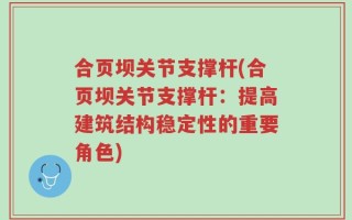 合页坝关节支撑杆(合页坝关节支撑杆：提高建筑结构稳定性的重要角色)