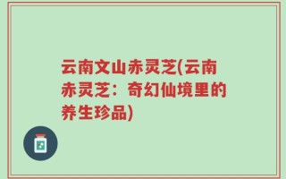 云南文山赤灵芝(云南赤灵芝：奇幻仙境里的养生珍品)