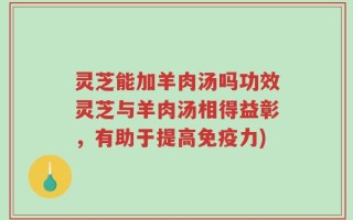 灵芝能加羊肉汤吗功效灵芝与羊肉汤相得益彰，有助于提高免疫力)