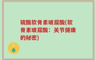 硫酸软骨素玻尿酸(软骨素玻尿酸：关节健康的秘密)
