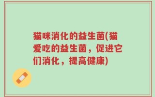猫咪消化的益生菌(猫爱吃的益生菌，促进它们消化，提高健康)