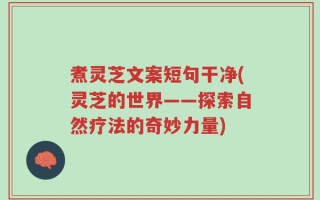 煮灵芝文案短句干净(灵芝的世界——探索自然疗法的奇妙力量)