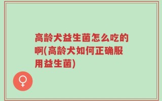 高龄犬益生菌怎么吃的啊(高龄犬如何正确服用益生菌)