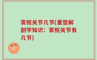 寰枢关节几节(重塑解剖学知识：寰枢关节有几节)