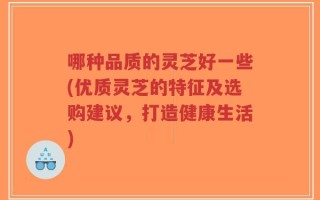 哪种品质的灵芝好一些(优质灵芝的特征及选购建议，打造健康生活)