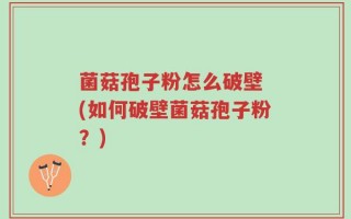 菌菇孢子粉怎么破壁 (如何破壁菌菇孢子粉？)