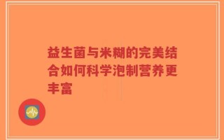 益生菌与米糊的完美结合如何科学泡制营养更丰富