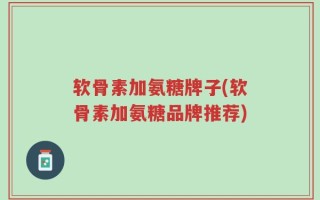 软骨素加氨糖牌子(软骨素加氨糖品牌推荐)