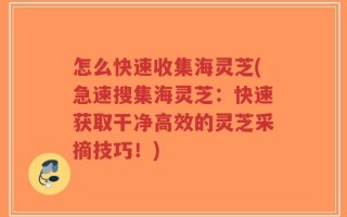 怎么快速收集海灵芝(急速搜集海灵芝：快速获取干净高效的灵芝采摘技巧！)