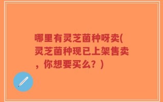 哪里有灵芝菌种呀卖(灵芝菌种现已上架售卖，你想要买么？)