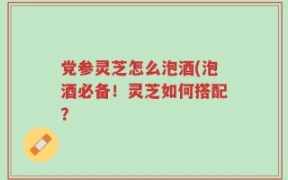 党参灵芝怎么泡酒(泡酒必备！灵芝如何搭配？