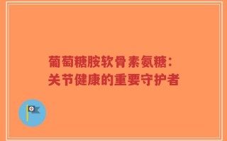 葡萄糖胺软骨素氨糖：关节健康的重要守护者
