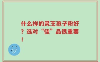 什么样的灵芝孢子粉好？选对“佳”品很重要！