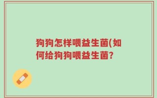 狗狗怎样喂益生菌(如何给狗狗喂益生菌？