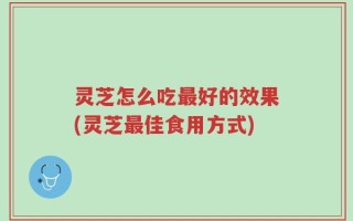 灵芝怎么吃最好的效果(灵芝最佳食用方式)