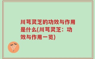 川芎灵芝的功效与作用是什么(川芎灵芝：功效与作用一览)