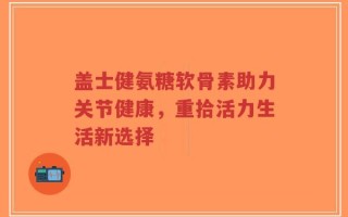盖士健氨糖软骨素助力关节健康，重拾活力生活新选择