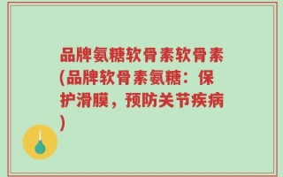 品牌氨糖软骨素软骨素(品牌软骨素氨糖：保护滑膜，预防关节疾病)