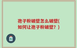 孢子粉破壁怎么破壁(如何让孢子粉破壁？)