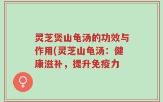 灵芝煲山龟汤的功效与作用(灵芝山龟汤：健康滋补，提升免疫力