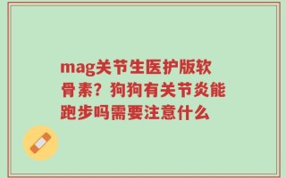 mag关节生医护版软骨素？狗狗有关节炎能跑步吗需要注意什么