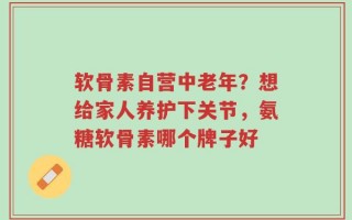 软骨素自营中老年？想给家人养护下关节，氨糖软骨素哪个牌子好
