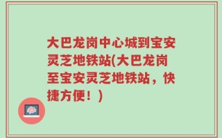 大巴龙岗中心城到宝安灵芝地铁站(大巴龙岗至宝安灵芝地铁站，快捷方便！)
