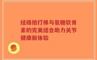 经络拍打棒与氨糖软骨素的完美结合助力关节健康新体验
