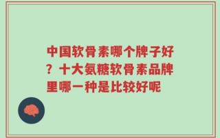 中国软骨素哪个牌子好？十大氨糖软骨素品牌里哪一种是比较好呢