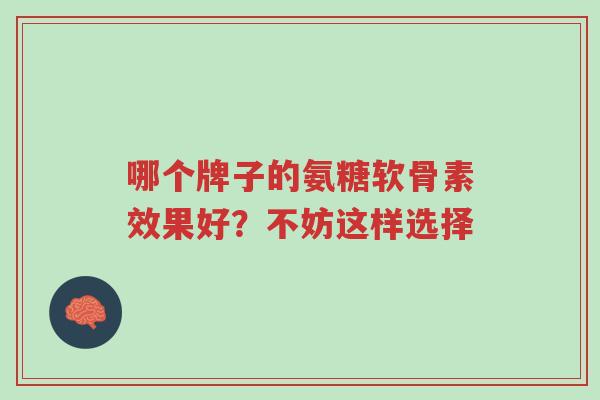 哪个牌子的氨糖软骨素效果好?不妨这样选择-第1张图片-超越 哪个牌子的氨糖软骨素效果好?不妨这样选择-第1张图片-超越