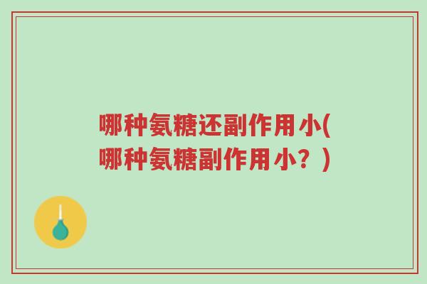 哪种氨糖还副作用小(哪种氨糖副作用小?)-第1张图片-超越 哪种氨糖还副作用小(哪种氨糖副作用小?)-第1张图片-超越