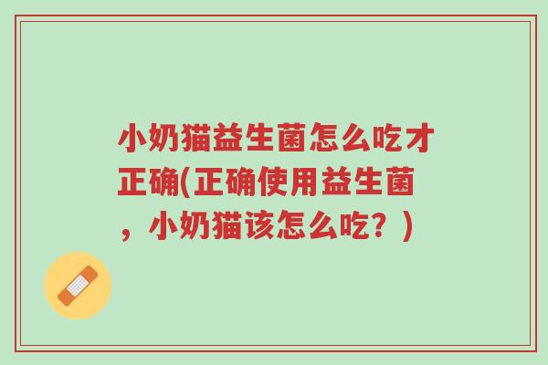 小奶猫益生菌怎么吃才正确(正确使用益生菌,小奶猫该怎么吃?)-第1张图片-超越 小奶猫益生菌怎么吃才正确(正确使用益生菌,小奶猫该怎么吃?)-第1张图片-超越