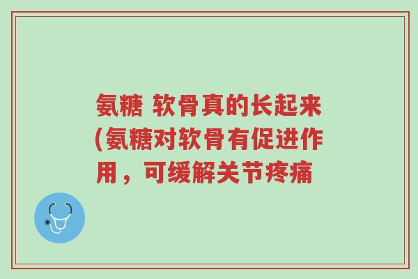 氨糖 软骨真的长起来(氨糖对软骨有促进作用,可缓解关节疼痛-第1张图片-超越 氨糖 软骨真的长起来(氨糖对软骨有促进作用,可缓解关节疼痛-第1张图片-超越