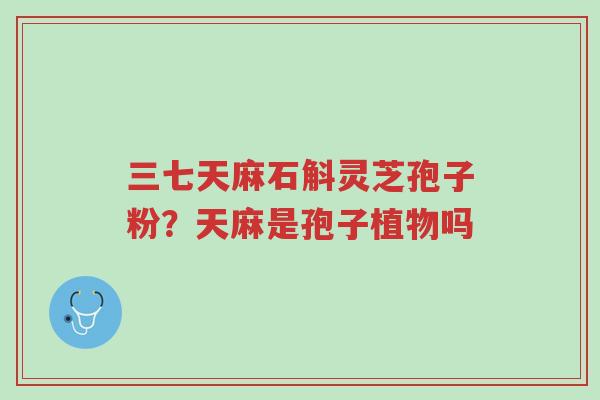 三七天麻石斛灵芝孢子粉?天麻是孢子植物吗-第1张图片-超越 三七天麻石斛灵芝孢子粉?天麻是孢子植物吗-第1张图片-超越