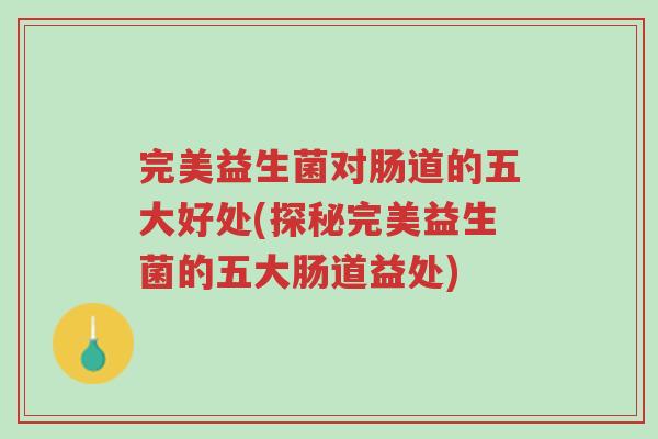 完美益生菌对肠道的五大好处(探秘完美益生菌的五大肠道益处)-第1张图片-超越 完美益生菌对肠道的五大好处(探秘完美益生菌的五大肠道益处)-第1张图片-超越