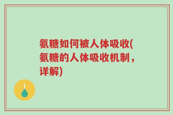 氨糖如何被人体吸收(氨糖的人体吸收机制,详解)-第1张图片-超越 氨糖如何被人体吸收(氨糖的人体吸收机制,详解)-第1张图片-超越