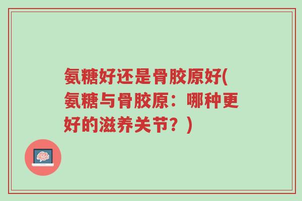 氨糖好还是骨胶原好(氨糖与骨胶原:哪种更好的滋养关节?)-第1张图片-超越 氨糖好还是骨胶原好(氨糖与骨胶原:哪种更好的滋养关节?)-第1张图片-超越
