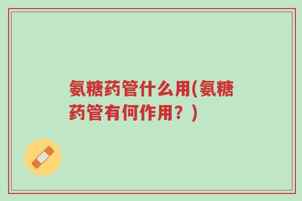氨糖药管什么用(氨糖药管有何作用?)-第1张图片-超越 氨糖药管什么用(氨糖药管有何作用?)-第1张图片-超越