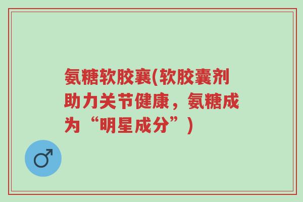 氨糖软胶襄(软胶囊剂助力关节健康,氨糖成为“明星成分”)-第1张图片-超越 氨糖软胶襄(软胶囊剂助力关节健康,氨糖成为“明星成分”)-第1张图片-超越