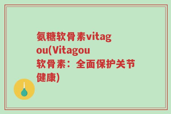 氨糖软骨素vitagou(Vitagou软骨素:全面保护关节健康)-第1张图片-超越 氨糖软骨素vitagou(Vitagou软骨素:全面保护关节健康)-第1张图片-超越