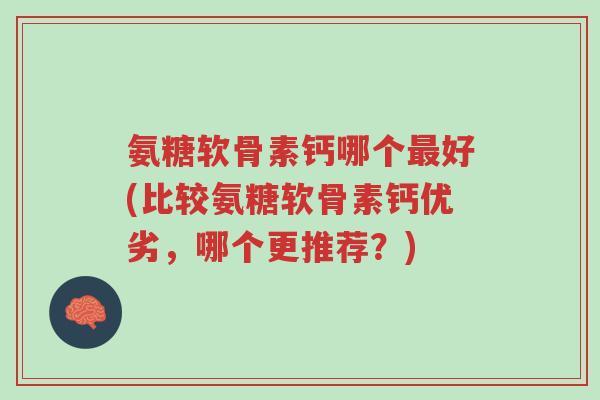 氨糖软骨素钙哪个最好(比较氨糖软骨素钙优劣,哪个更推荐?)-第1张图片-超越 氨糖软骨素钙哪个最好(比较氨糖软骨素钙优劣,哪个更推荐?)-第1张图片-超越