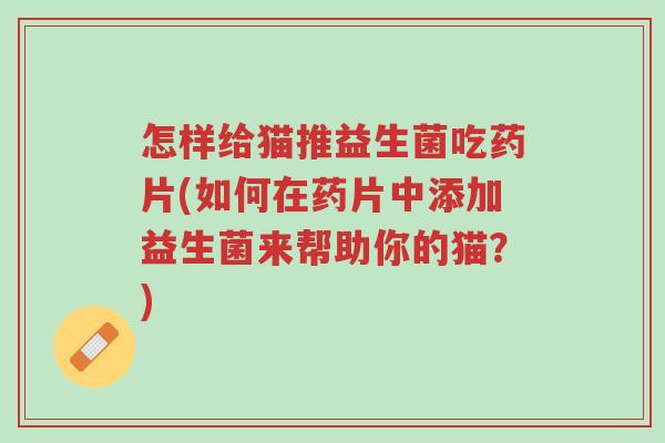 怎样给猫推益生菌吃药片(如何在药片中添加益生菌来帮助你的猫?)-第1张图片-超越 怎样给猫推益生菌吃药片(如何在药片中添加益生菌来帮助你的猫?)-第1张图片-超越