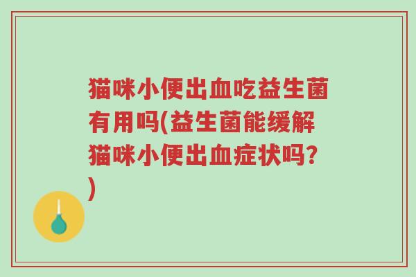 猫咪小便出血吃益生菌有用吗(益生菌能缓解猫咪小便出血症状吗？)-第1张图片-超越
