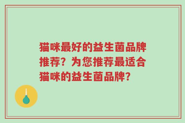 猫咪最好的益生菌品牌推荐?为您推荐最适合猫咪的益生菌品牌?-第1张图片-超越 猫咪最好的益生菌品牌推荐?为您推荐最适合猫咪的益生菌品牌?-第1张图片-超越