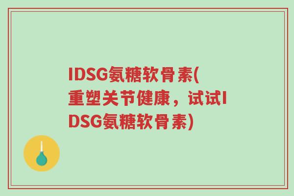 IDSG氨糖软骨素(重塑关节健康,试试IDSG氨糖软骨素)-第1张图片-超越 IDSG氨糖软骨素(重塑关节健康,试试IDSG氨糖软骨素)-第1张图片-超越