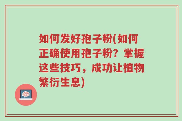 如何发好孢子粉(如何正确使用孢子粉?掌握这些技巧,成功让植物繁衍生息)-第1张图片-超越 如何发好孢子粉(如何正确使用孢子粉?掌握这些技巧,成功让植物繁衍生息)-第1张图片-超越