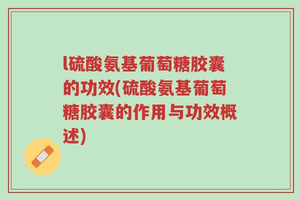 l硫酸氨基葡萄糖胶囊的功效(硫酸氨基葡萄糖胶囊的作用与功效概述)-第1张图片-超越 l硫酸氨基葡萄糖胶囊的功效(硫酸氨基葡萄糖胶囊的作用与功效概述)-第1张图片-超越